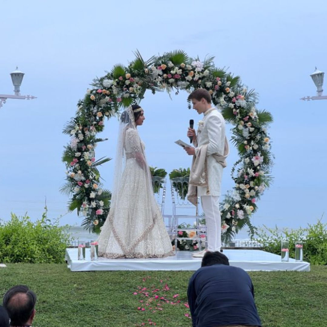 indian rituals in multicultural wedding, couple at wedding