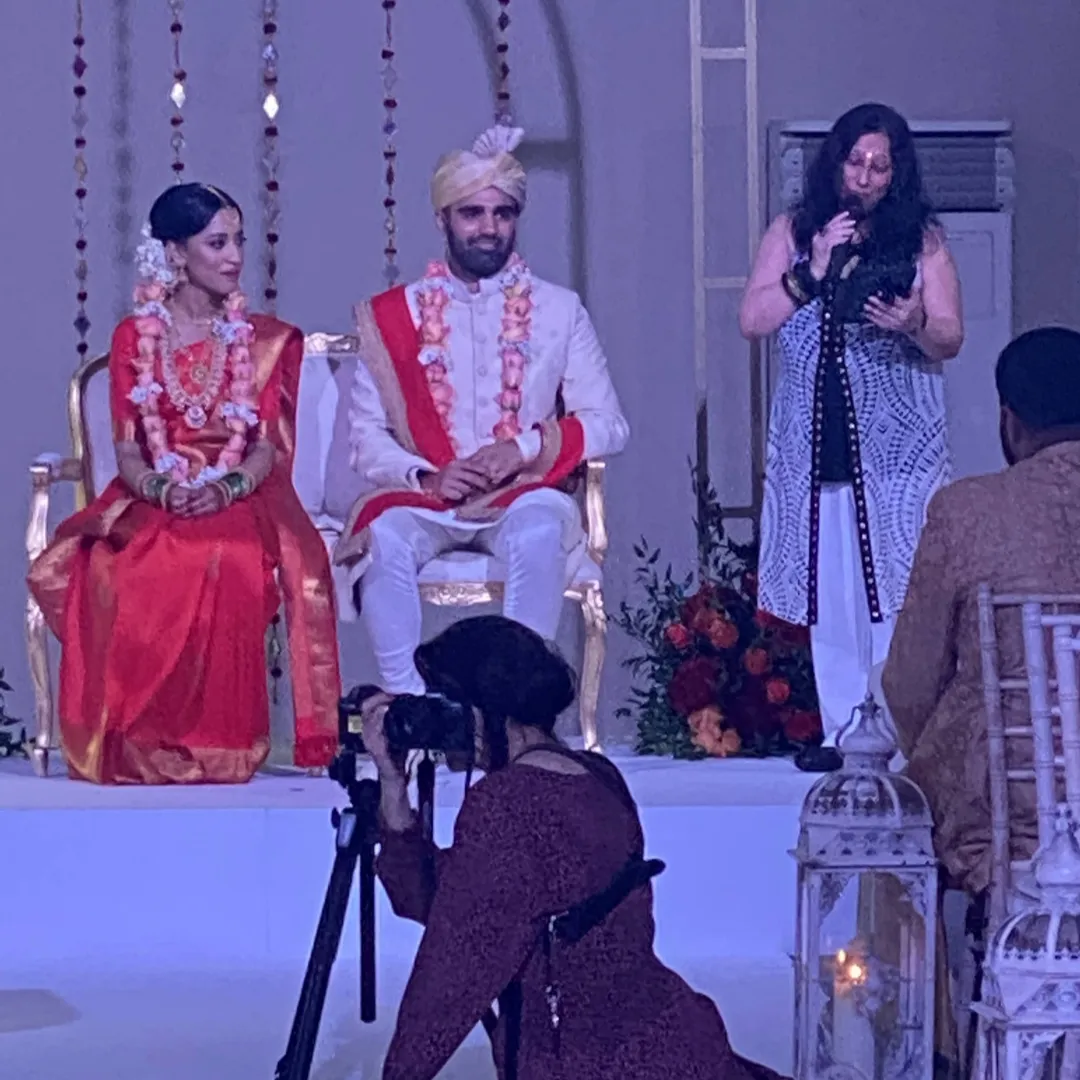 Celebrant reading at wedding ceremony